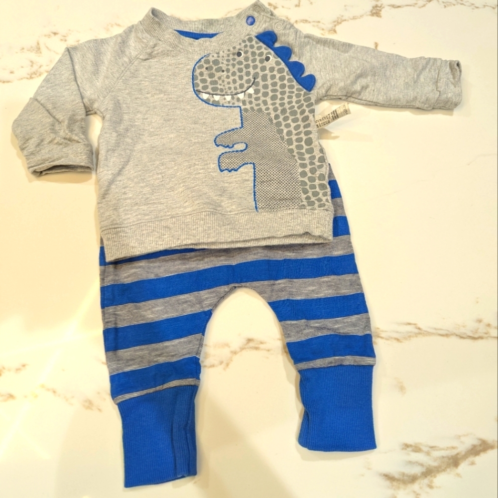 Gray and Blue Dinosaur Baby Matching Set